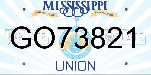 GO73821 Mississippi License Plate