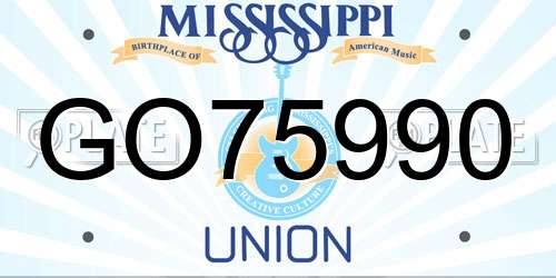 GO75990 Mississippi License Plate