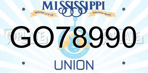GO78990 Mississippi License Plate