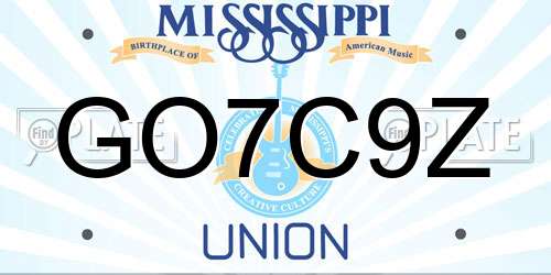 GO7C9Z Mississippi License Plate