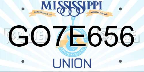 GO7E656 Mississippi License Plate