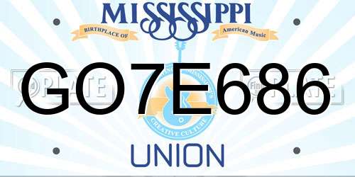 GO7E686 Mississippi License Plate