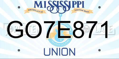 GO7E871 Mississippi License Plate