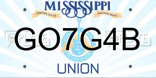 GO7G4B Mississippi License Plate