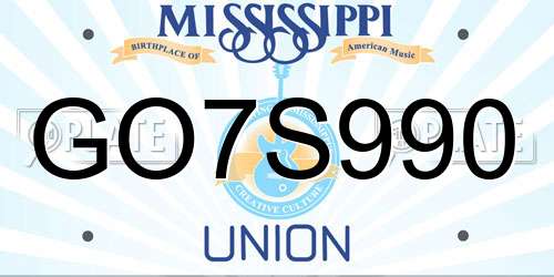 GO7S990 Mississippi License Plate