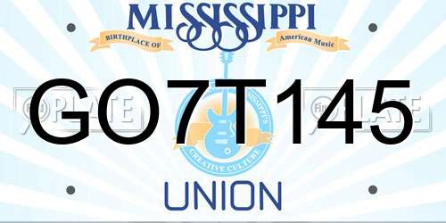 GO7T145 Mississippi License Plate