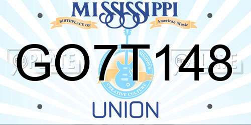 GO7T148 Mississippi License Plate