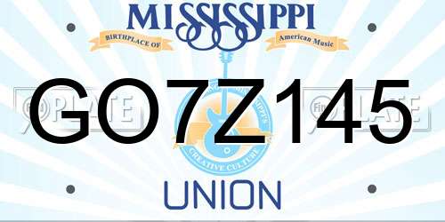 GO7Z145 Mississippi License Plate