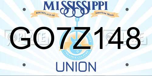 GO7Z148 Mississippi License Plate