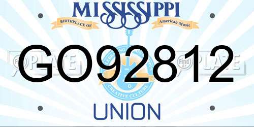 GO92812 Mississippi License Plate