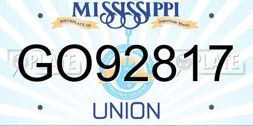 GO92817 Mississippi License Plate