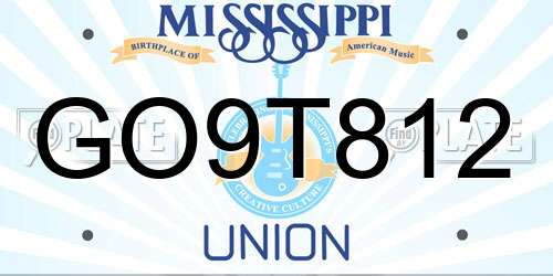GO9T812 Mississippi License Plate