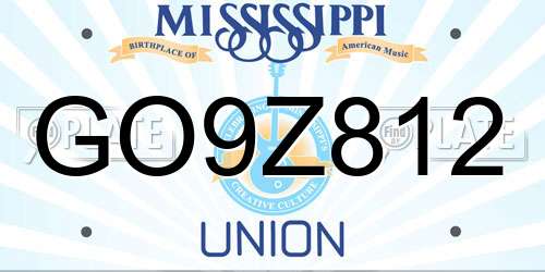 GO9Z812 Mississippi License Plate