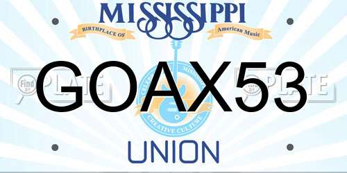 GOAX53 Mississippi License Plate