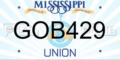 GOB429 Mississippi License Plate