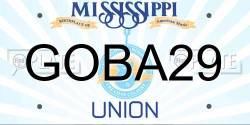 GOBA29 Mississippi License Plate