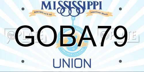 GOBA79 Mississippi License Plate