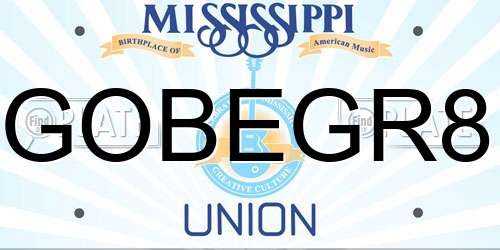 GOBEGR8 Mississippi License Plate
