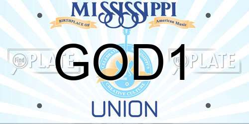 GOD1 Mississippi License Plate