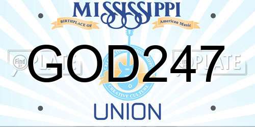 GOD247 Mississippi License Plate