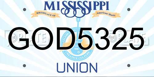 GOD5325 Mississippi License Plate