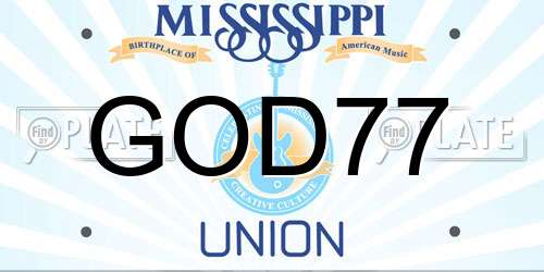 GOD77 Mississippi License Plate