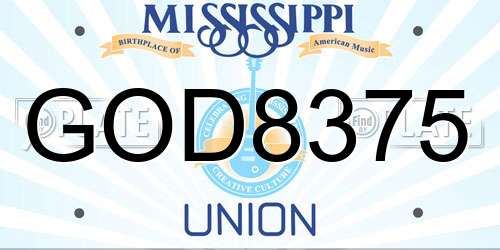 GOD8375 Mississippi License Plate
