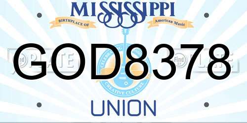 GOD8378 Mississippi License Plate