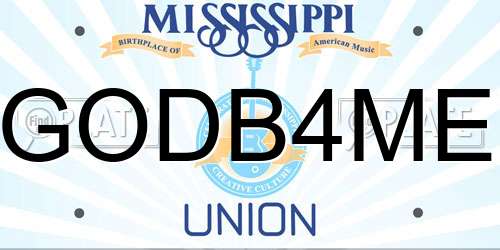 GODB4ME Mississippi License Plate