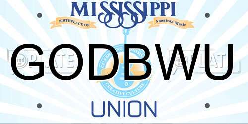 GODBWU Mississippi License Plate