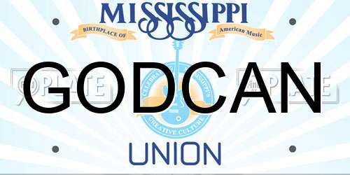 GODCAN Mississippi License Plate