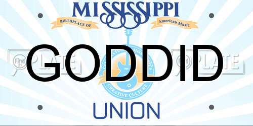 GODDID Mississippi License Plate