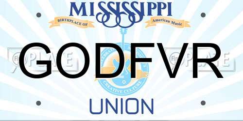 GODFVR Mississippi License Plate