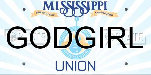 GODGIRL Mississippi License Plate