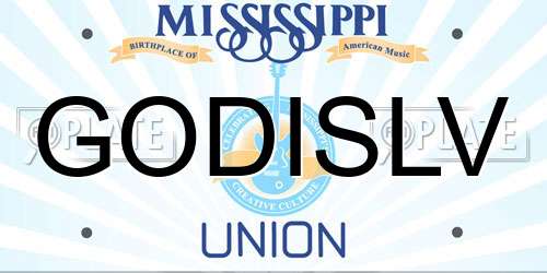GODISLV Mississippi License Plate
