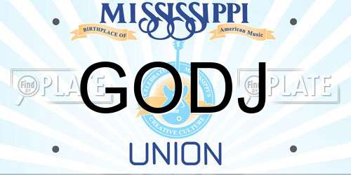 GODJ Mississippi License Plate