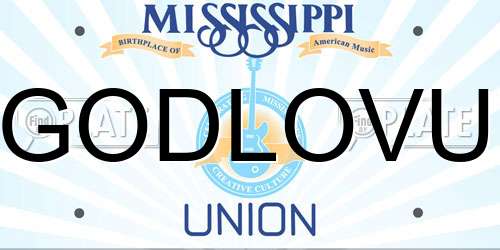 GODLOVU Mississippi License Plate