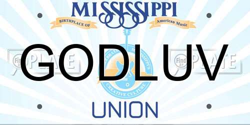 GODLUV Mississippi License Plate