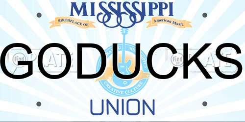 GODUCKS Mississippi License Plate