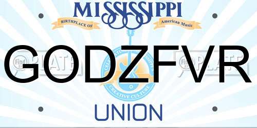 GODZFVR Mississippi License Plate