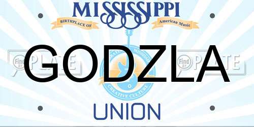 GODZLA Mississippi License Plate