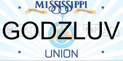 GODZLUV Mississippi License Plate
