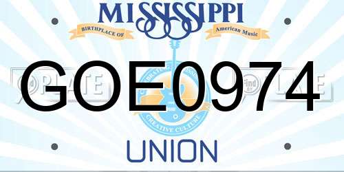 GOE0974 Mississippi License Plate