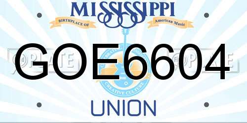 GOE6604 Mississippi License Plate