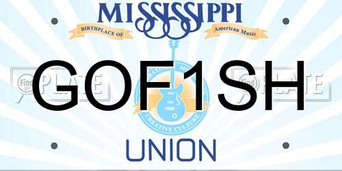 GOF1SH Mississippi License Plate