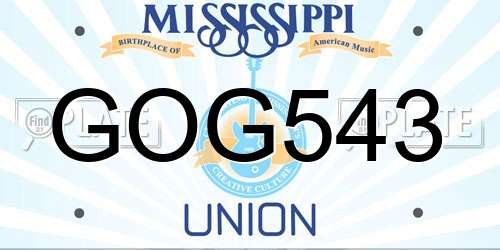 GOG543 Mississippi License Plate
