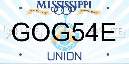 GOG54E Mississippi License Plate