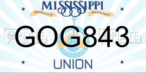 GOG843 Mississippi License Plate
