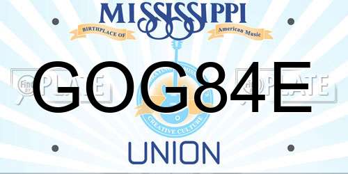 GOG84E Mississippi License Plate