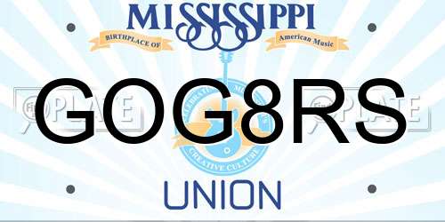 GOG8RS Mississippi License Plate